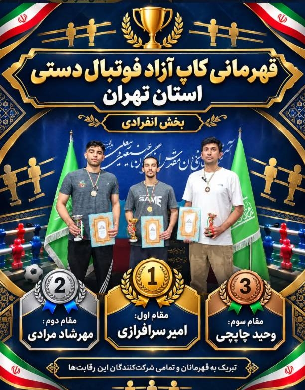 کاپ آزاد فوتبال‌دستی تهران؛ از حضور ملی‌پوشان تا معرفی قهرمانان